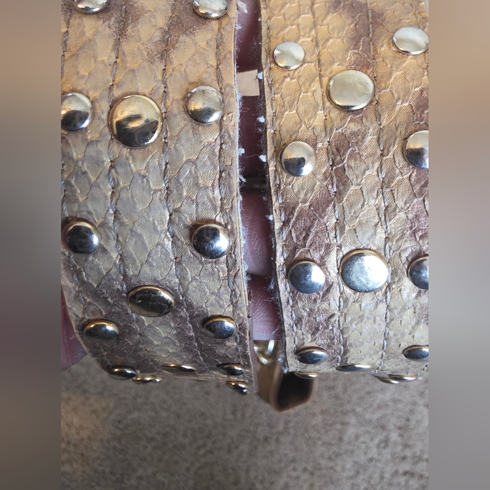 Y2K Metallic Gold Python Snake Embossed Bling Stu… - image 10